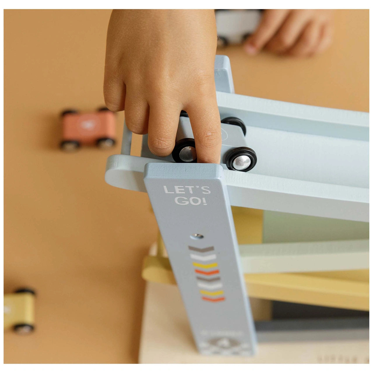 Houten rollerbaan- Blauw