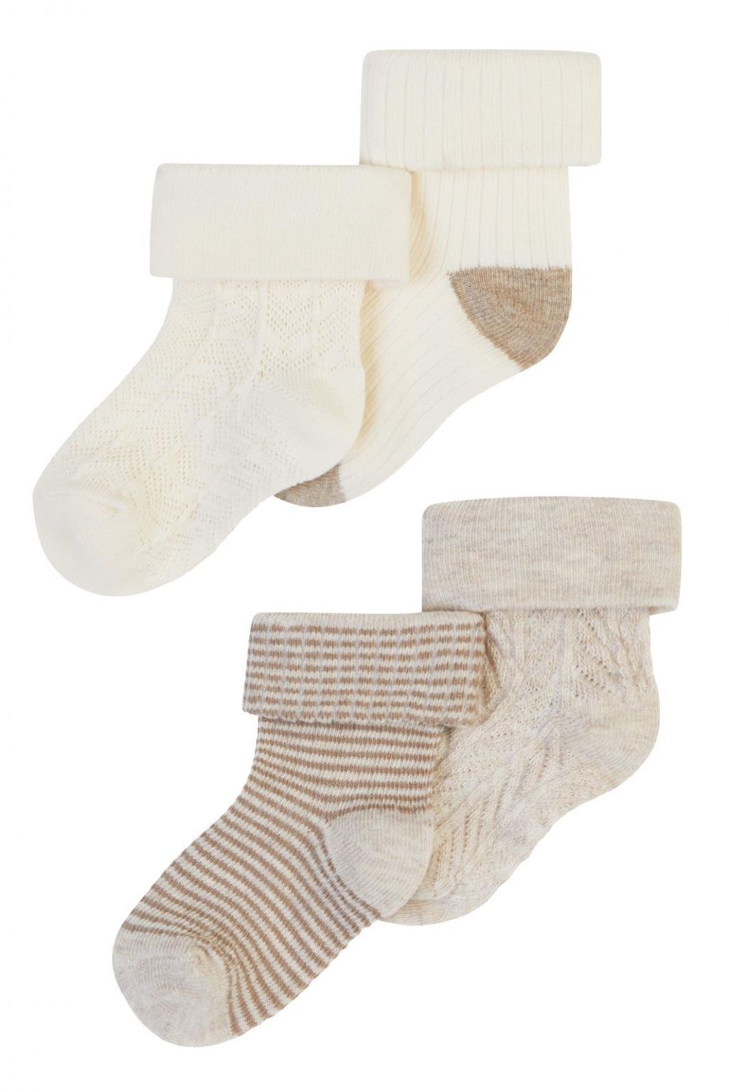 Noppies Sokken (4 paar) Unisex Socks 4-pack A - Oatmeal Melange