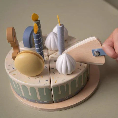 Houten Verjaardagstaartje - Blauw